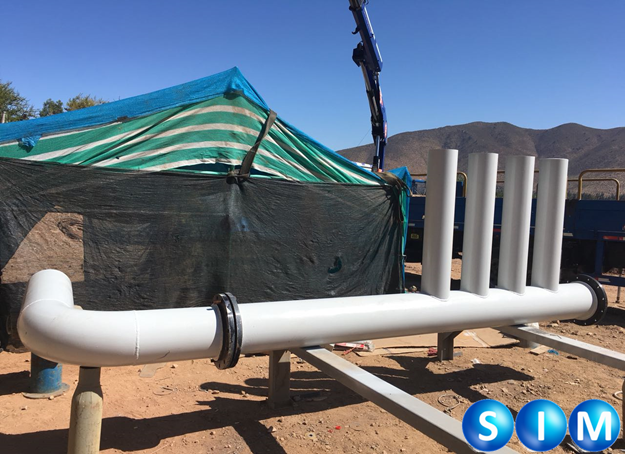 Fabricación estructura Manifold alimentación 12” con boquillas Molino Sag MLP